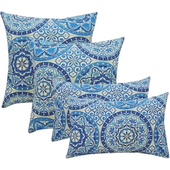 RSH Decor Indoor Outdoor Set Of 4 Weather Resistant Decorative Toss Throw Pillow
